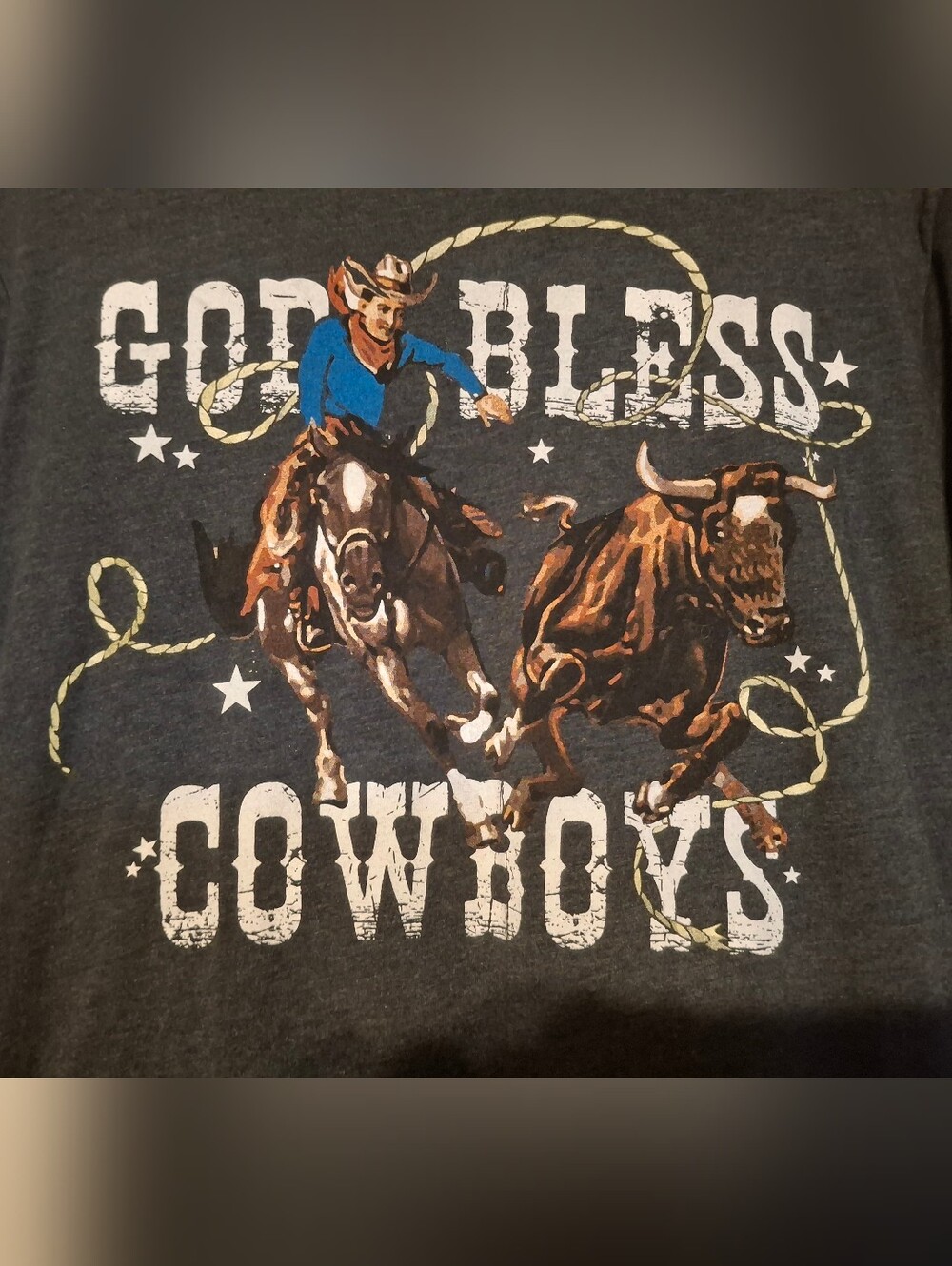 "God Bless Cowboys" Graphic Tee - Dark Gray